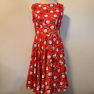 Grace Karin Christmas Red Santa Print Dress - Small